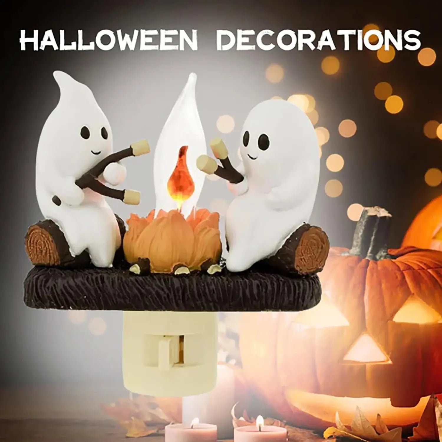 Ghost Campfire Flickering Night Light EU/US/UK Plug Faux Campfire Night Light Into Wall Home Decoration Halloween Gifts