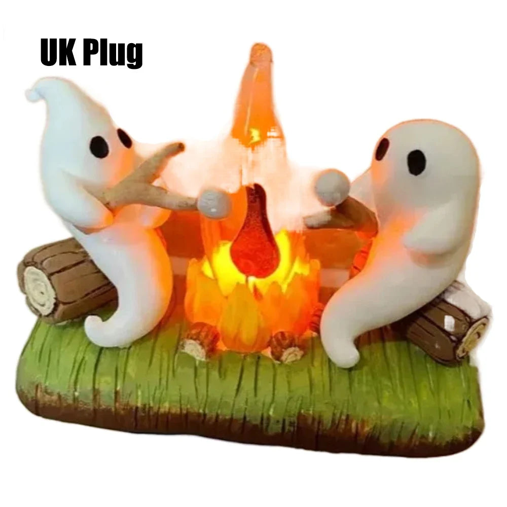Ghost Campfire Flickering Night Light EU/US/UK Plug Faux Campfire Night Light Into Wall Home Decoration Halloween Gifts