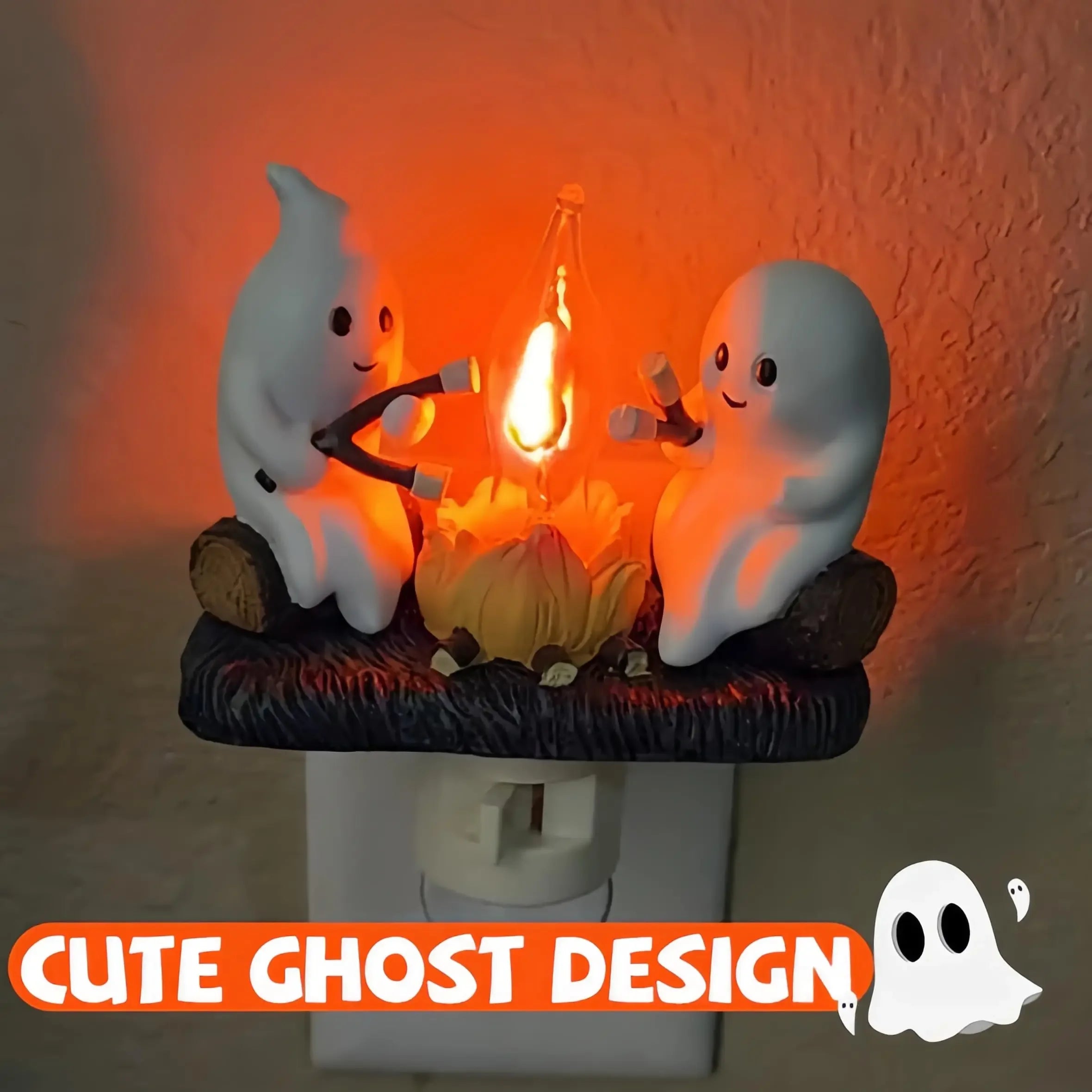 Ghost Campfire Flickering Night Light EU/US/UK Plug Faux Campfire Night Light Into Wall Home Decoration Halloween Gifts